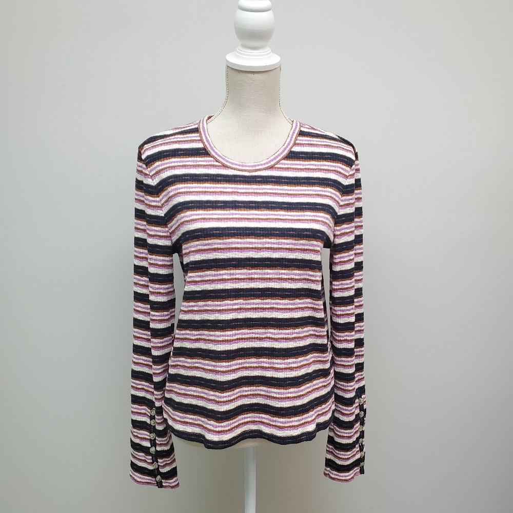 Madewell Top Elsie Stripe Button Sleeve KA4309